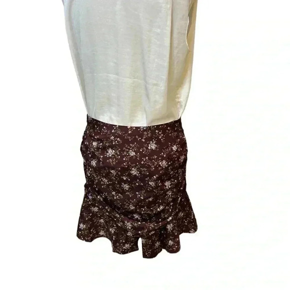 Veronica Beard 'Taras' Floral-Print Ruched Silk Mini Skirt size 10 - Picture 2 of 6